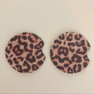 Cheetah Print Car Coaster Set